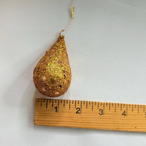 VTG Christmas Ornaments Set Of 8 Glittery Gold Pear Deer DIY Holiday Crafts - Picture 11 of 14